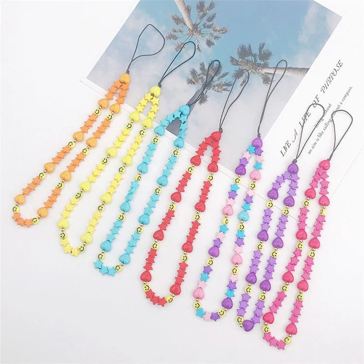 Mobile Phone Anti-drop Beaded Lanyard Hand Rope Cellphone Case Decorative Pendant Bracelet - Rose Star - Image 2