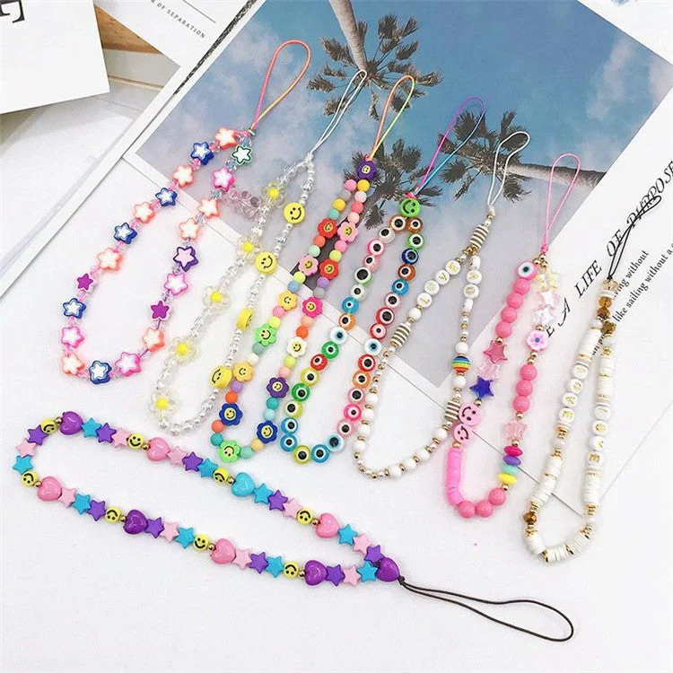 Mobile Phone Anti-drop Beaded Lanyard Hand Rope Cellphone Case Decorative Pendant Bracelet - Yellow - Image 5