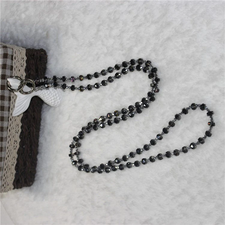Mobile Phone Lanyard Wheel Crystal Beads Crossbody Phone Beads Strap with Tether Tab, Total Length: 120cm - Style 8 - Image 2