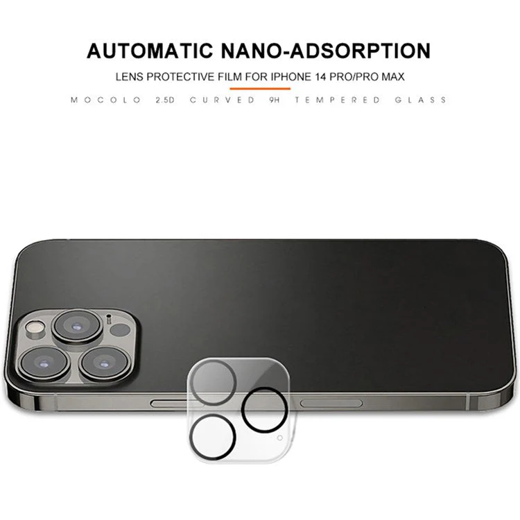 MOCOLO for iPhone 14 Pro Max 6.7 inch Silk Printing Camera Lens Screen Protector Clear Tempered Glass 9H Hardness Anti-explosion Film with Black Night Circle - Image 4