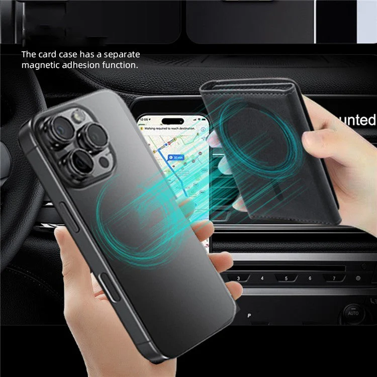 MOCOME Phone Card Holder RFID Blocking PU Leather Magnetic Card Bag Wallet - Blackish Green - Image 2
