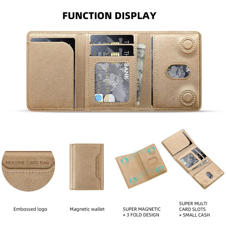 MOCOME Phone Card Holder RFID Blocking PU Leather Magnetic Card Bag Wallet - Brown - Image 7