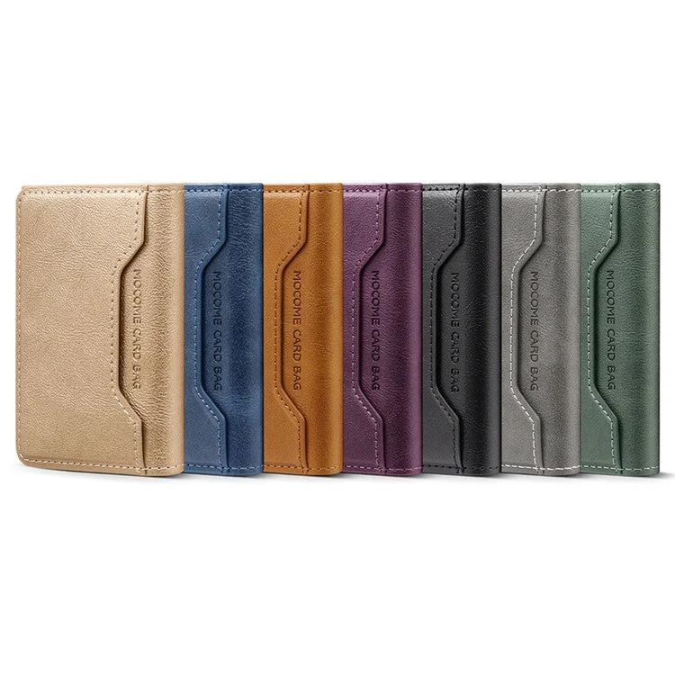 MOCOME Phone Card Holder RFID Blocking PU Leather Magnetic Card Bag Wallet - Brown - Image 8