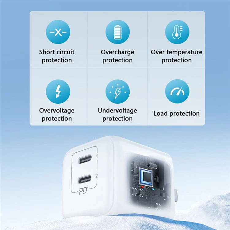 MOMAX UM38CN GaN PD 35W Fast Charger Adapter Dual USB-C Output Wall Charger Block, CN Plug (White) - Image 4