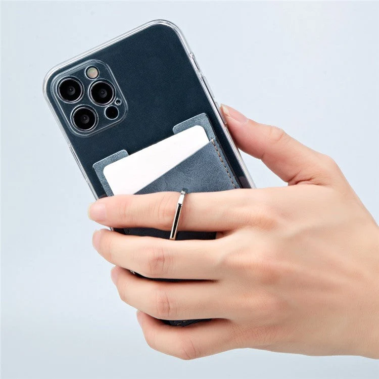 MRC01 PU Leather Phone Card Holder Ring Kickstand Card Case Support Magnetic Car Mount - Yellow - Image 5