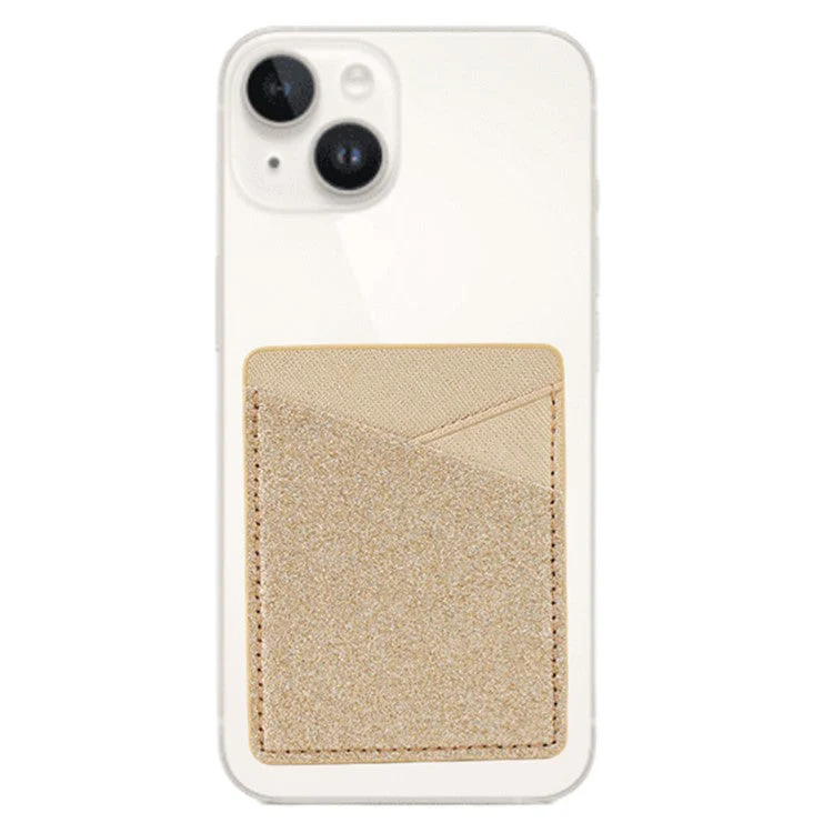 MRC011 Cell Phone Card Holder with Adhesive Sticker Glitter Phone Dual Card Holder Pocket - Blue - Image 2