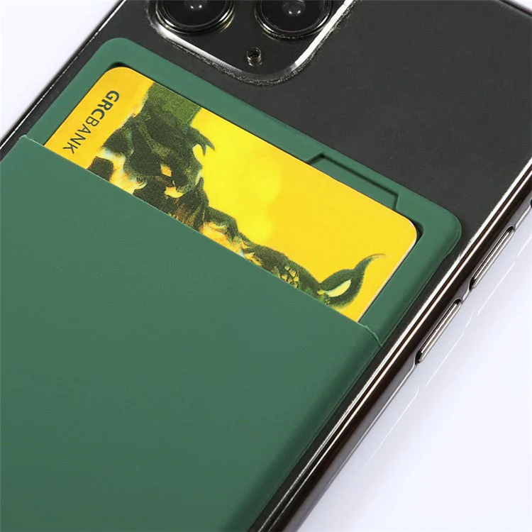 MRC029 Phone Card Holder Adhesive Stick-on Silicone Phone Wallet Card Pocket - Dark Grey - Image 2