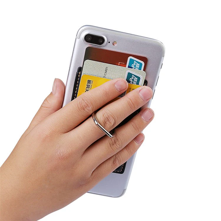 MRC03 Ring Kickstand 3 Cards Case Adhesive Phone Card Holder Support Magnetic Car Mount - Sky Blue - Image 8