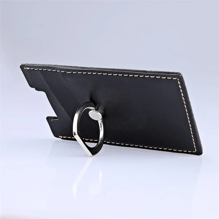 MRC03 Ring Kickstand 3 Cards Case Adhesive Phone Card Holder Support Magnetic Car Mount - Yellow - Image 3