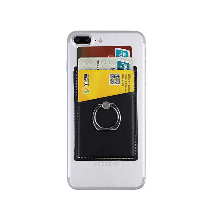 MRC03 Ring Kickstand 3 Cards Case Adhesive Phone Card Holder Support Magnetic Car Mount - Yellow - Image 4