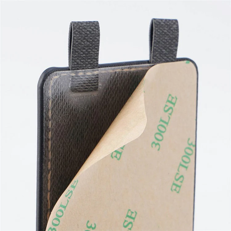 MRC037 PU Leather Phone Card Holder ID Credit Card Pocket Stick On Wallet with Dual-Loop Design - Beige - Image 8