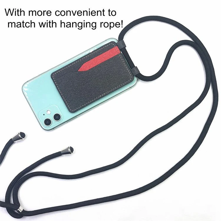 MRC037 PU Leather Phone Card Holder ID Credit Card Pocket Stick On Wallet with Dual-Loop Design - Black+Red - Image 2