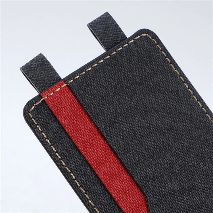 MRC037 PU Leather Phone Card Holder ID Credit Card Pocket Stick On Wallet with Dual-Loop Design - Red+Black - Image 3