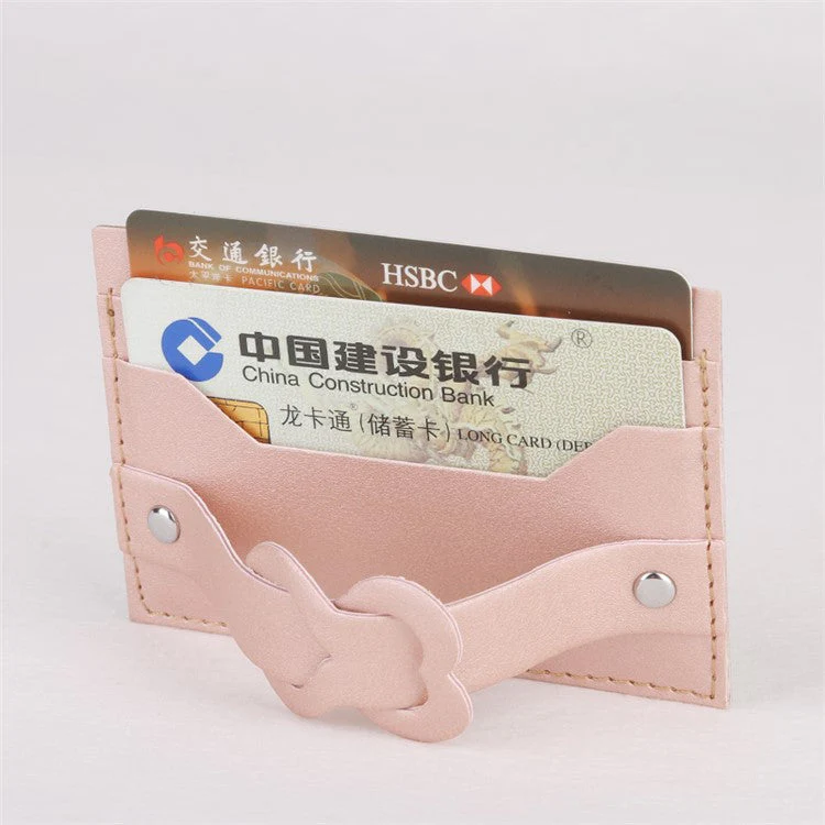 MRC04 Stick-On Phone Card Holder Leather Card Pouch with Heart Kickstand - Dark Blue - Image 3