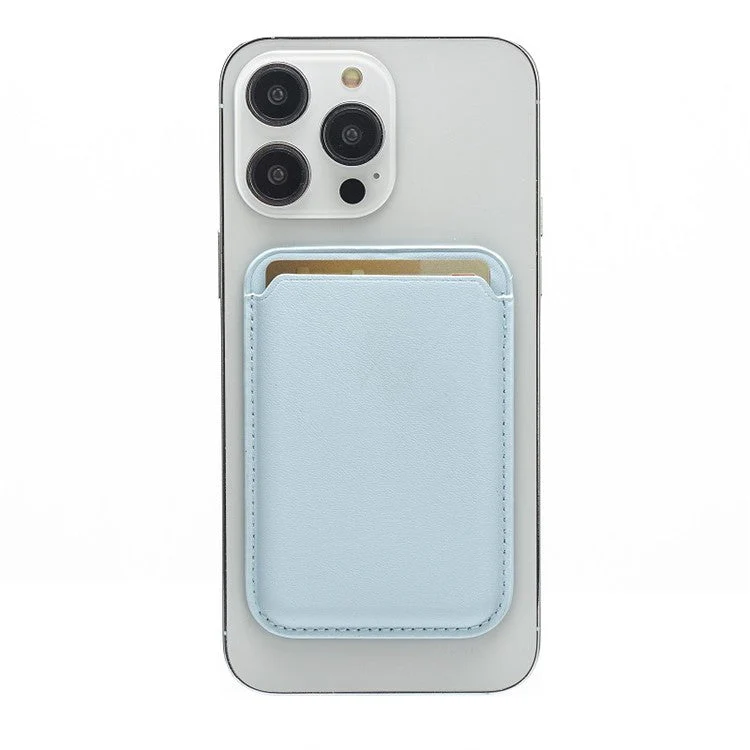 MRC040-2 Magnetic Card Holder Detachable PU Leather Wallet Compatible with MagSafe - Baby Blue - Image 3