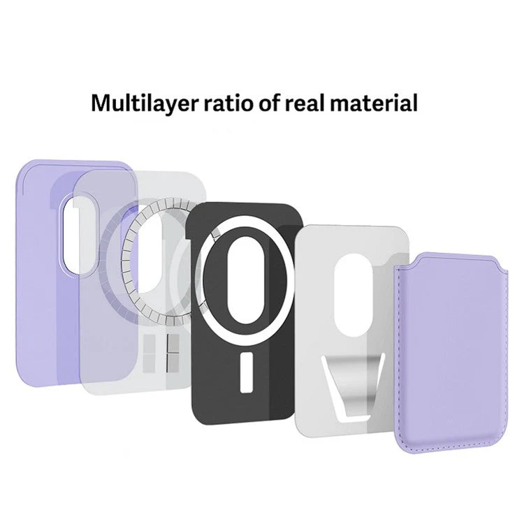 MRC040-2 Magnetic Card Holder Detachable PU Leather Wallet Compatible with MagSafe - Baby Blue - Image 5