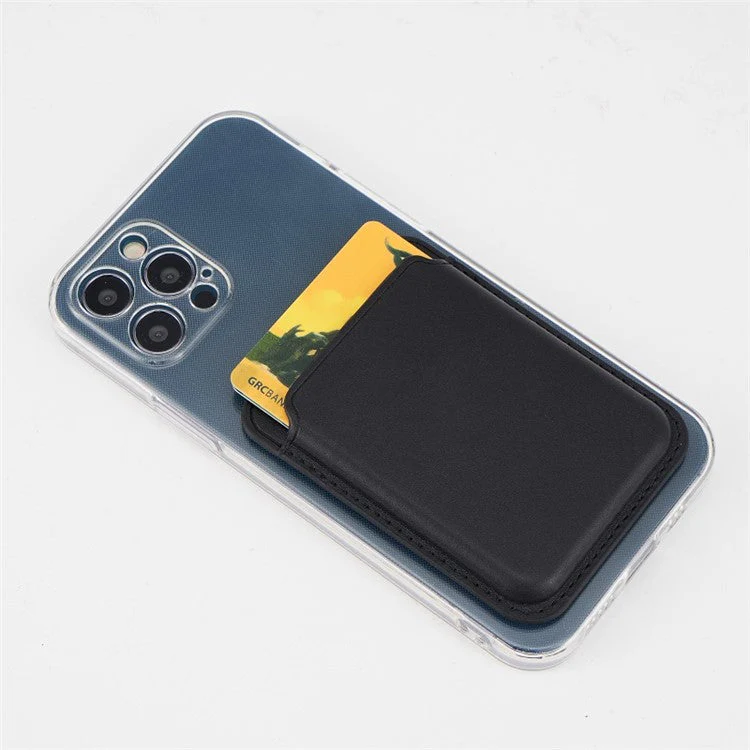 MRC040 Phone Card Holder Leather Phone Wallet Stick-On Adhesive Sticker - Black - Image 3