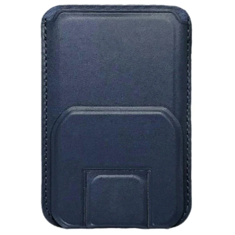 MRC043 For iPhone 15-12 Series RFID Blocking Magnetic Card Holder PU Leather Stand Phone Holder - Blue - Image 2