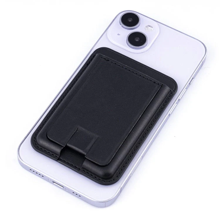 MRC048 Card Holder for Back of Phone Stick-on ID Credit Adhesive Leather Pouch Kickstand Card Sleeve Pocket - Purple - Image 4