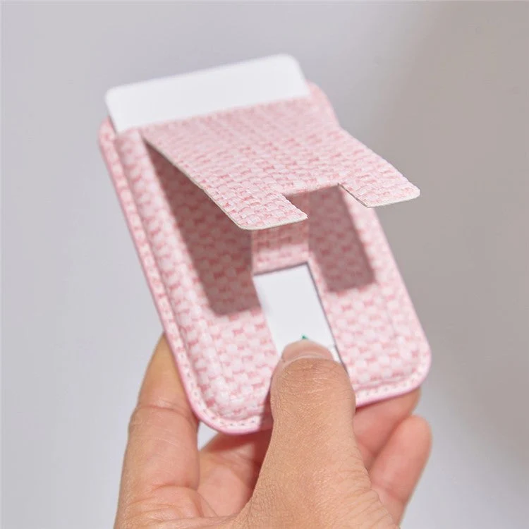 MRC048 Textured Folding Magnetic Kickstand for Smartphone Back Holder with Card Slot - Beige - Image 6