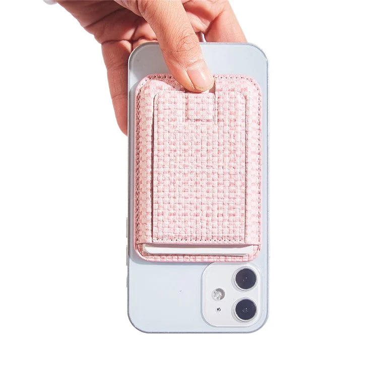 MRC048 Textured Folding Magnetic Kickstand for Smartphone Back Holder with Card Slot - Green - Image 8