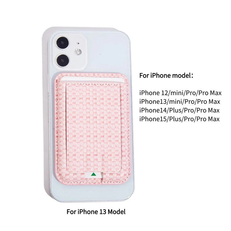 MRC048 Textured Folding Magnetic Kickstand for Smartphone Back Holder with Card Slot - White - Image 7