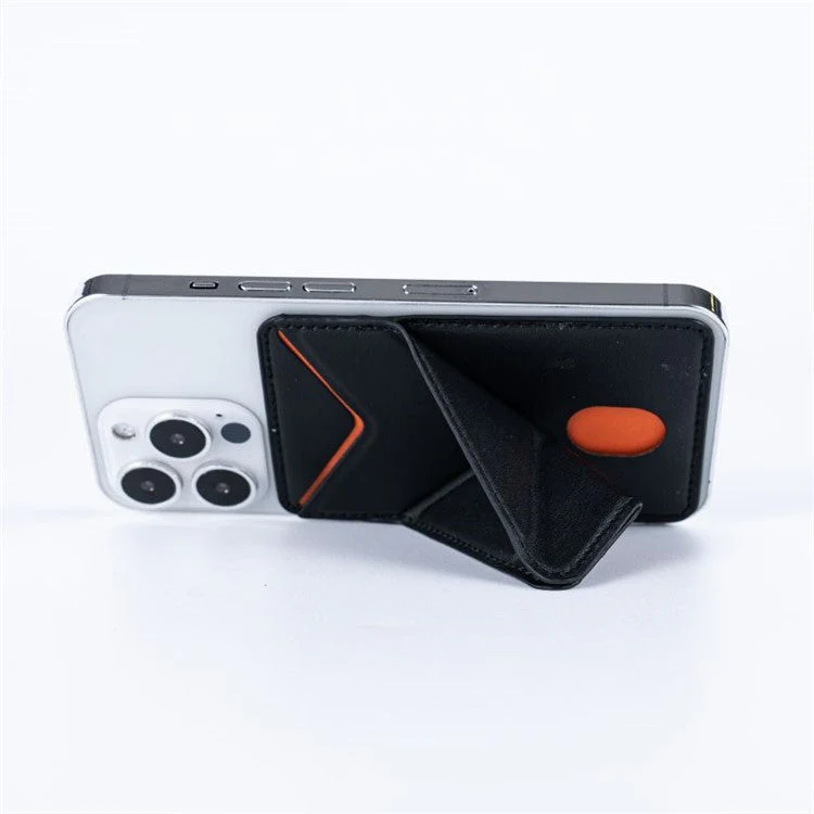 MRC051 Phone Card Holder with Origami Kickstand Adhesive Phone Wallet Pouch Sleeve Stick-on Leather Case - Brown - Image 4