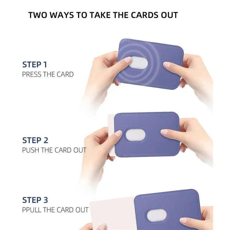 MRC054 Compatible with MagSafe Card Holder for AirTag Pocket Leather Magnetic Card Wallet - Sapphire - Image 7