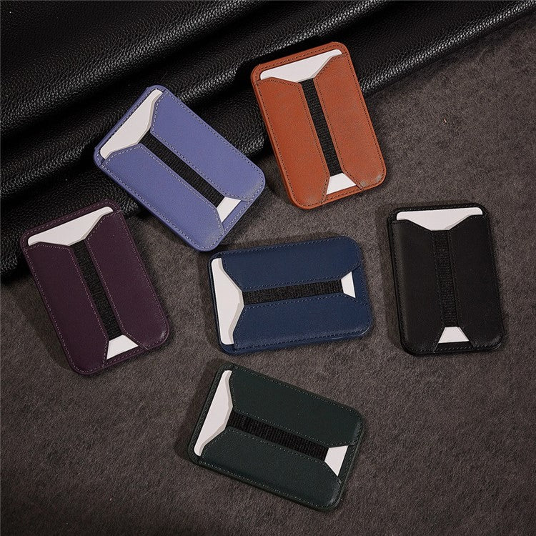 MRC058 Cell Phone Folding Magnetic Kickstand with Card Holder, Elastic A-Model - Black - Image 6