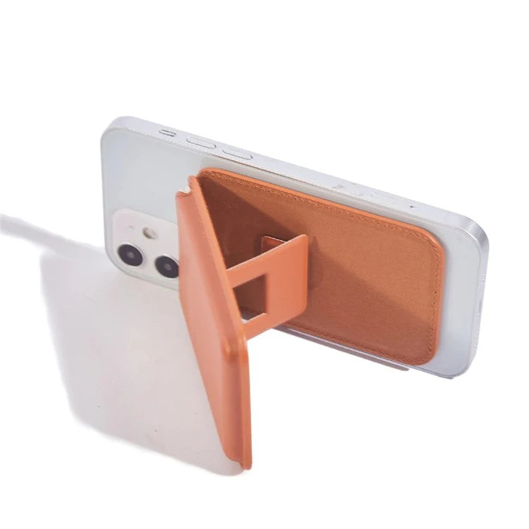 MRC57 A-Model Folding Magnetic Kickstand for Cell Phone Back Stand with Card Holder - Orange - Image 4