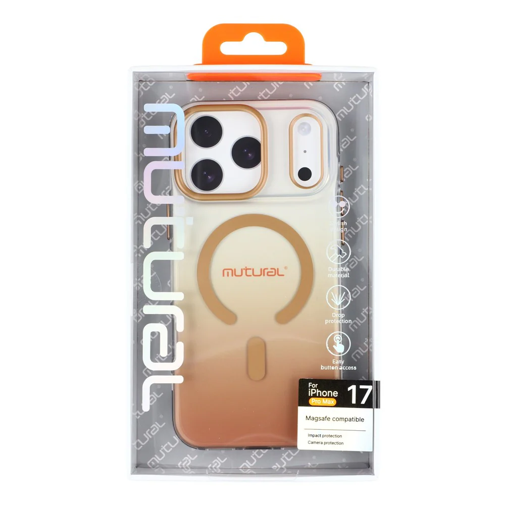 MUTURAL For iPhone 17 Pro Max Case Compatible with MagSafe PC + TPU Gradient Phone Cover - Gold - Image 6