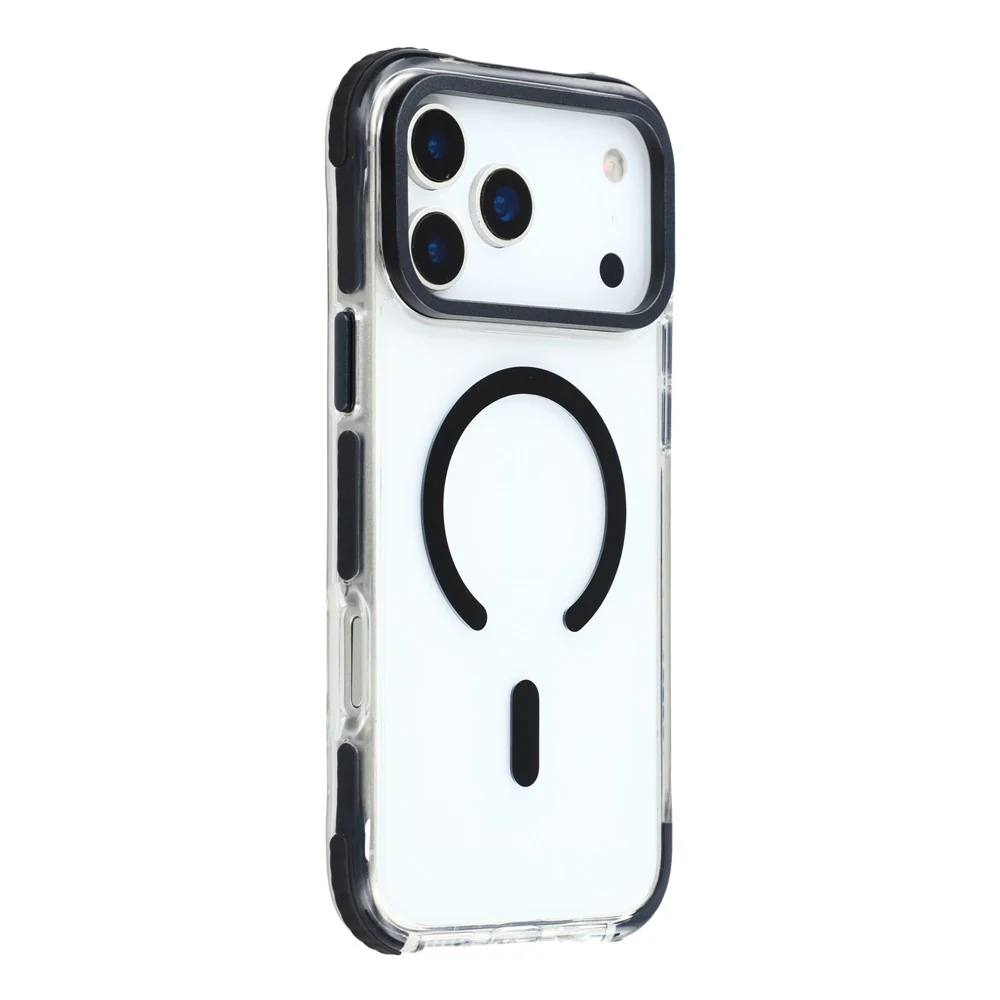 MUTURAL For iPhone 17 Pro Max Case Compatible with MagSafe Reinforced Corners PC + TPU Clear Phone Cover - Black