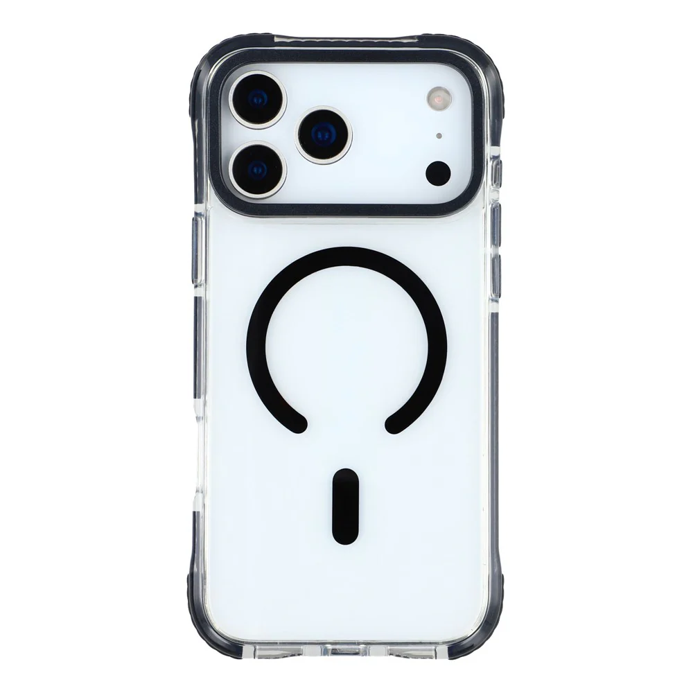 MUTURAL For iPhone 17 Pro Max Case Compatible with MagSafe Reinforced Corners PC + TPU Clear Phone Cover - Black - Image 3