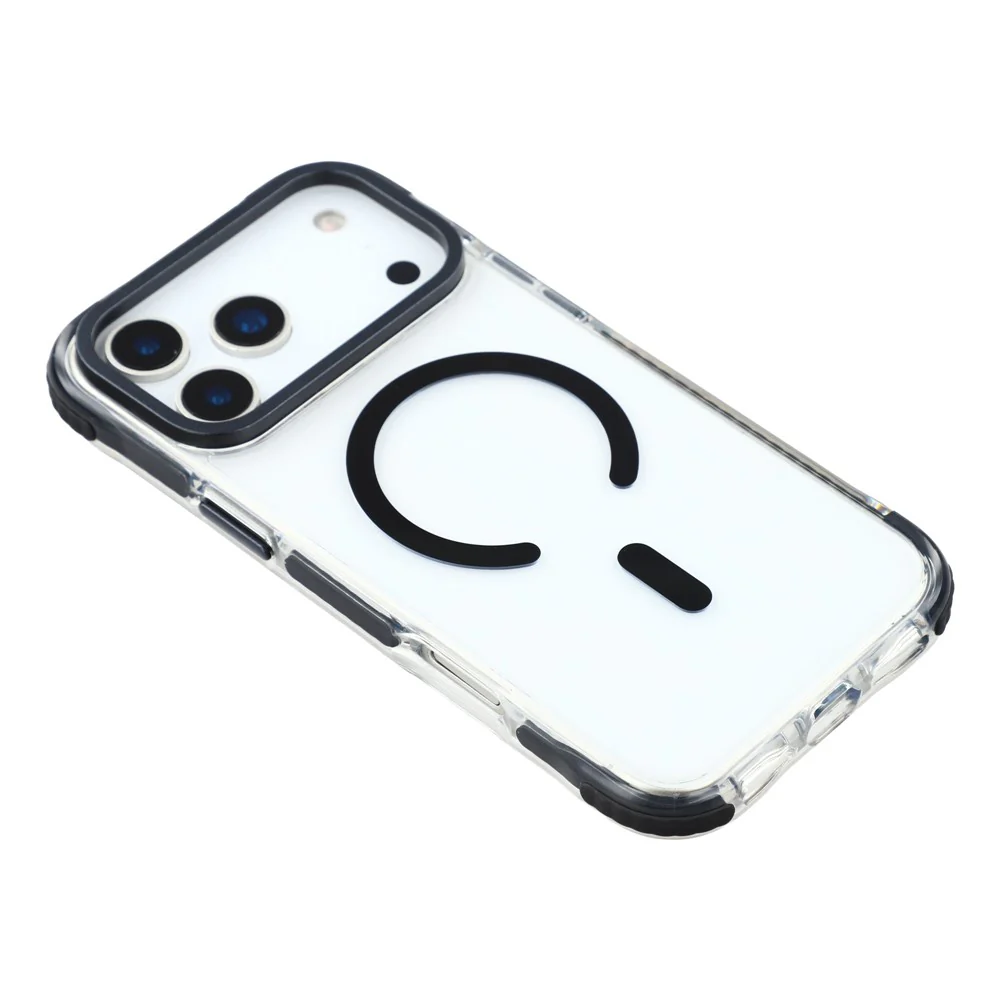 MUTURAL For iPhone 17 Pro Max Case Compatible with MagSafe Reinforced Corners PC + TPU Clear Phone Cover - Black - Image 4