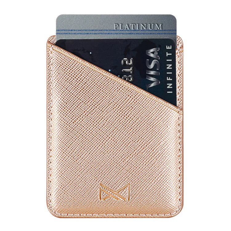 MUXMA MX105 PU Leather Mini Card Pouch Phone Back Adhesive Credit Card Holder ID Card Bag with Cross Texture Design - Pink - Image 3