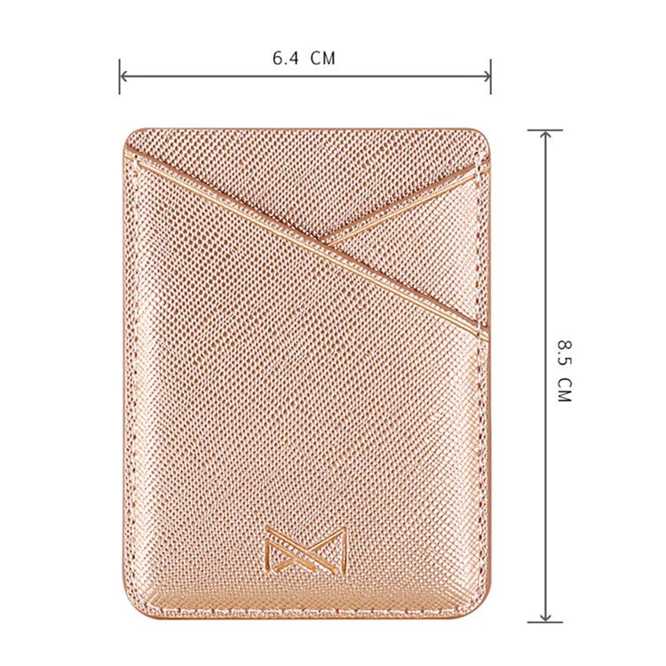 MUXMA MX105 PU Leather Mini Card Pouch Phone Back Adhesive Credit Card Holder ID Card Bag with Cross Texture Design - Pink - Image 7