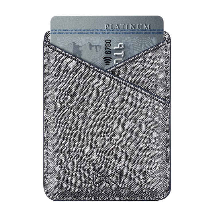 MUXMA MX105 PU Leather Mini Card Pouch Phone Back Adhesive Credit Card Holder ID Card Bag with Cross Texture Design - Tarnish - Image 2