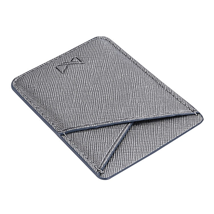 MUXMA MX105 PU Leather Mini Card Pouch Phone Back Adhesive Credit Card Holder ID Card Bag with Cross Texture Design - Tarnish - Image 5
