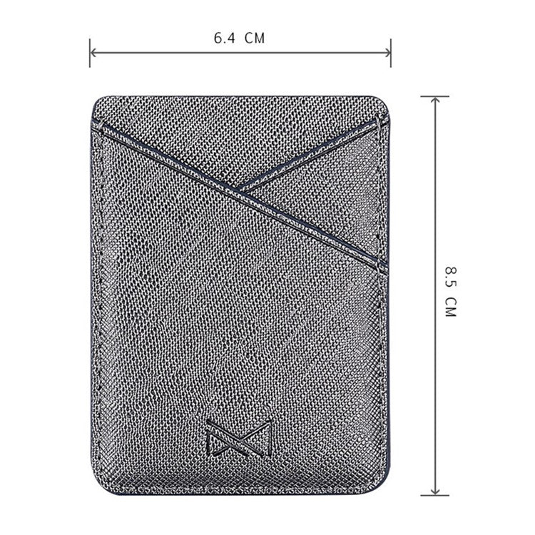 MUXMA MX105 PU Leather Mini Card Pouch Phone Back Adhesive Credit Card Holder ID Card Bag with Cross Texture Design - Tarnish - Image 7