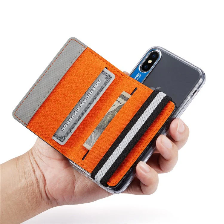 MUXMA MX110 Phone Card Holder Elastic Band Grip Phone Wallet RFID Blocking Adhesive Stick On Credit Card Pocket for Back Of Phone Case - Blue - Image 3