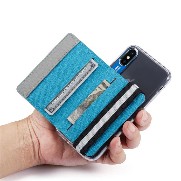 MUXMA MX110 Phone Card Holder Elastic Band Grip Phone Wallet RFID Blocking Adhesive Stick On Credit Card Pocket for Back Of Phone Case - Grey - Image 3