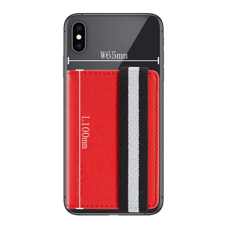 MUXMA MX110 Phone Card Holder Elastic Band Grip Phone Wallet RFID Blocking Adhesive Stick On Credit Card Pocket for Back Of Phone Case - Red - Image 8