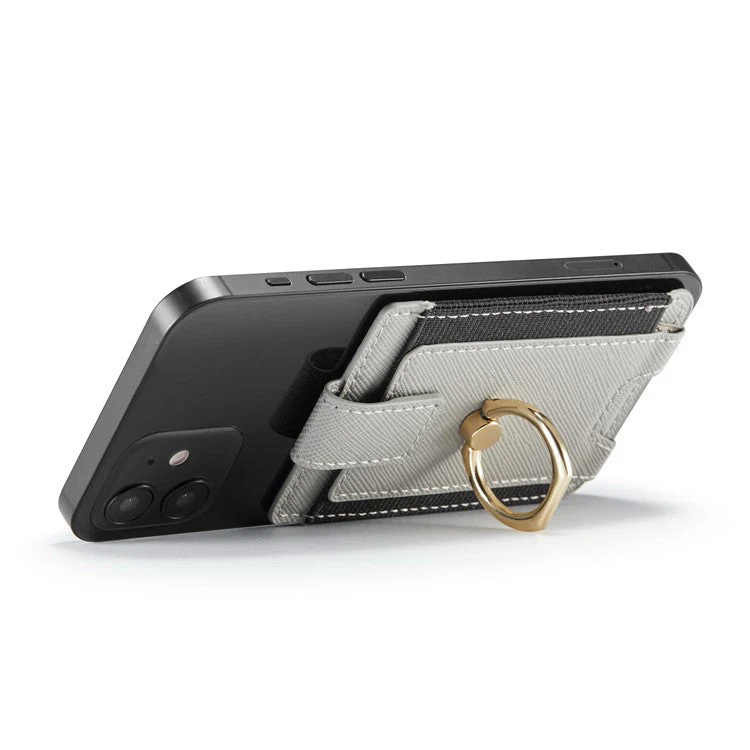 MUXMA MX116-8 Phone Card Holder RFID Blocking Sleeve for Back of Phone, Adhesive Stick-on Credit Card Wallet Pocket with Ring Grip - Grey - Image 5