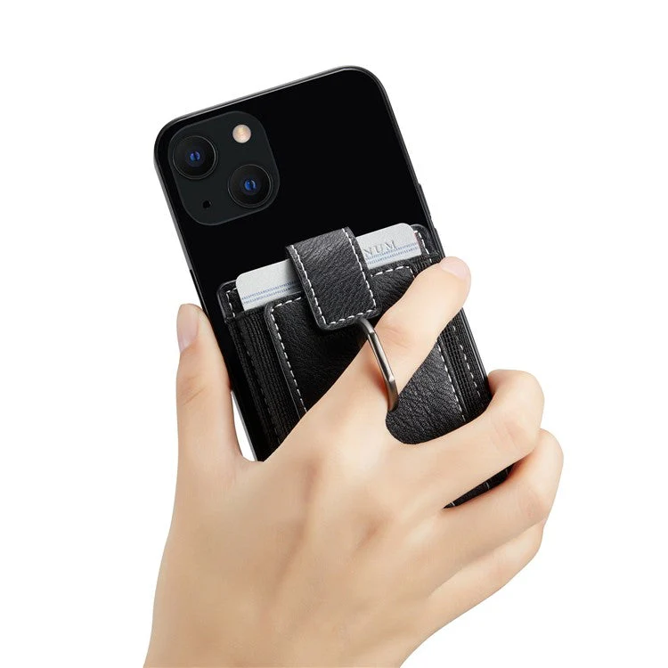 MUXMA MX116 Phone Card Holder RFID Blocking Ring Card Holder Sleeve Stick-On Pull up 8 Card Holder - Black - Image 8