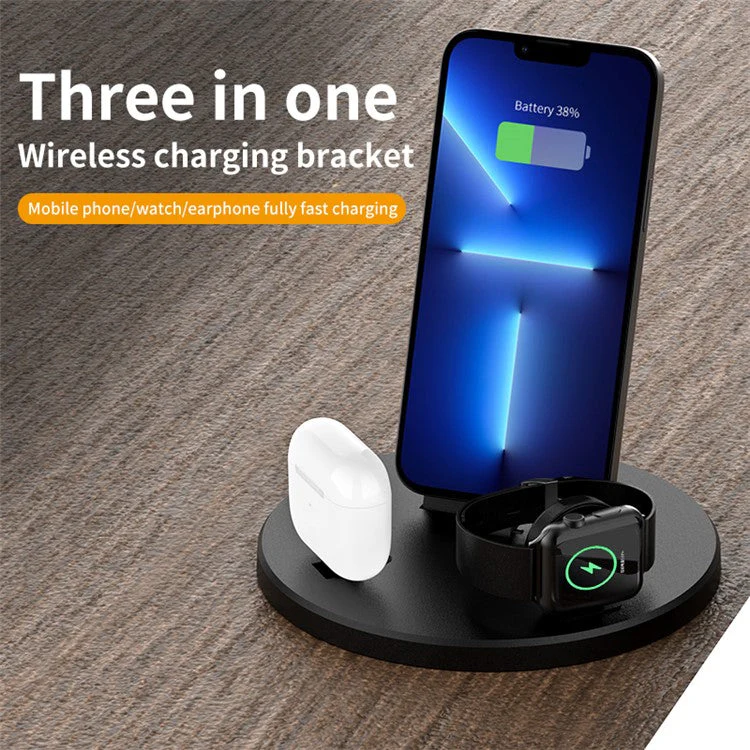 MY001 For iPhone iWatch AirPods 3-in-1 Charging Stand Smartwatch Wireless Charger Dock - White - Image 3