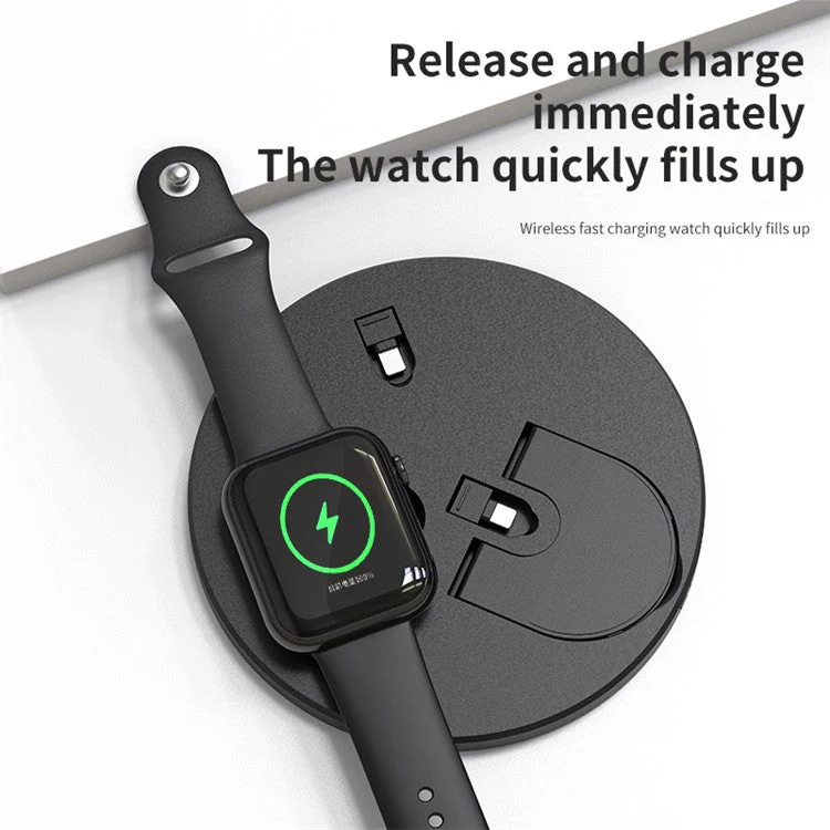 MY001 For iPhone iWatch AirPods 3-in-1 Charging Stand Smartwatch Wireless Charger Dock - White - Image 4