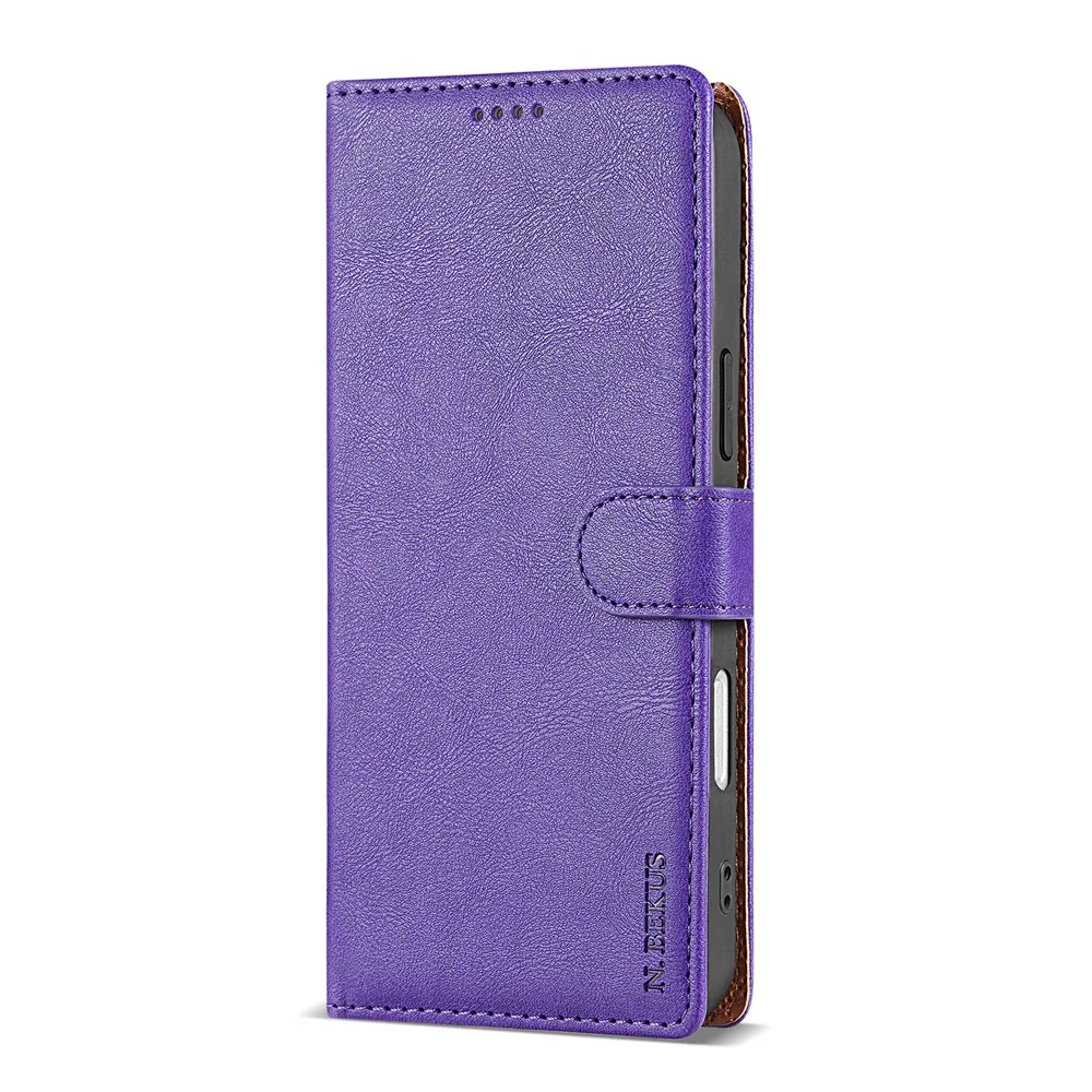 N.BEKUS CSJ-001 For iPhone 17 Pro Max Stand Case PU Leather Wallet Phone Cover - Purple - Image 5
