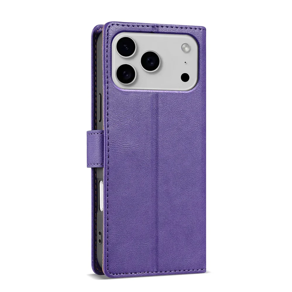 N.BEKUS CSJ-001 For iPhone 17 Pro Max Stand Case PU Leather Wallet Phone Cover - Purple - Image 6