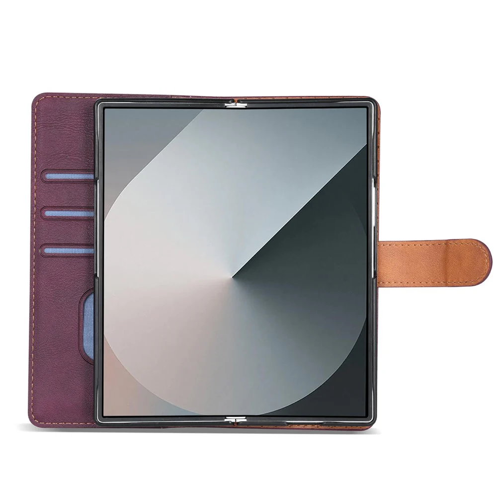 N.BEKUS CSJ-001 For Samsung Galaxy Z Fold7 5G Stand Case PU Leather Wallet Phone Cover - Wine Red - Image 5