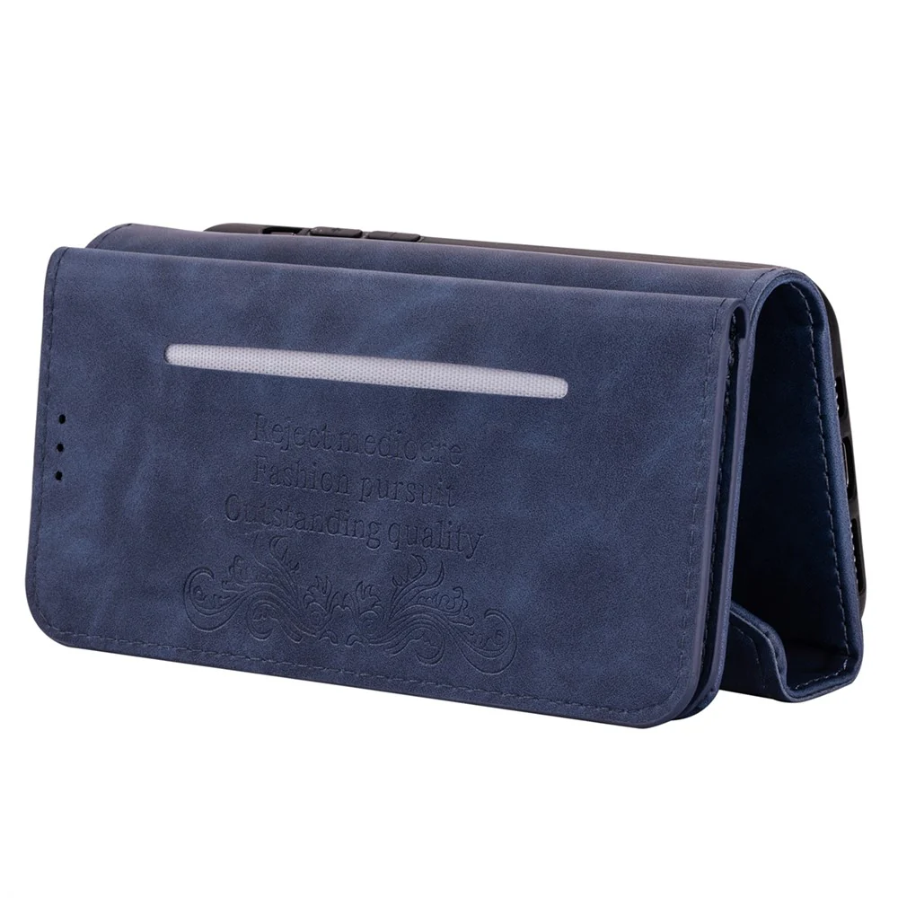 N.BEKUS For iPhone 17 Pro Max Cases Skin-Touch Leather Wallet Phone Cover with Straps - Blue - Image 4